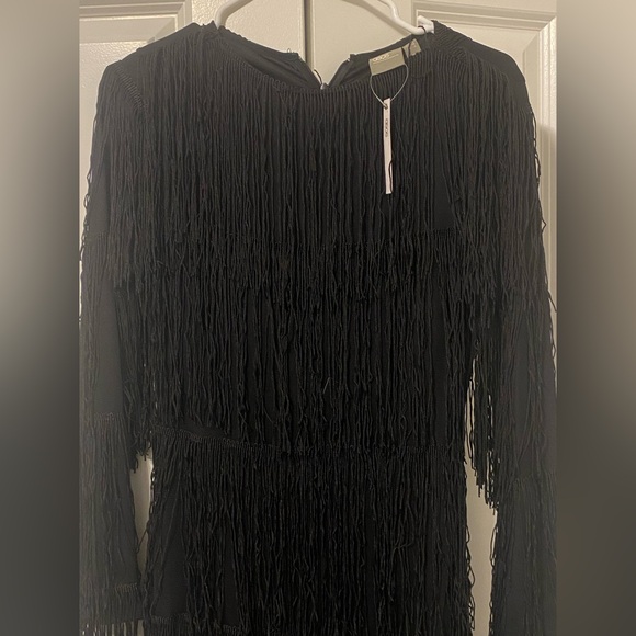 NWT black fringe evening maxi dress - Picture 3 of 6